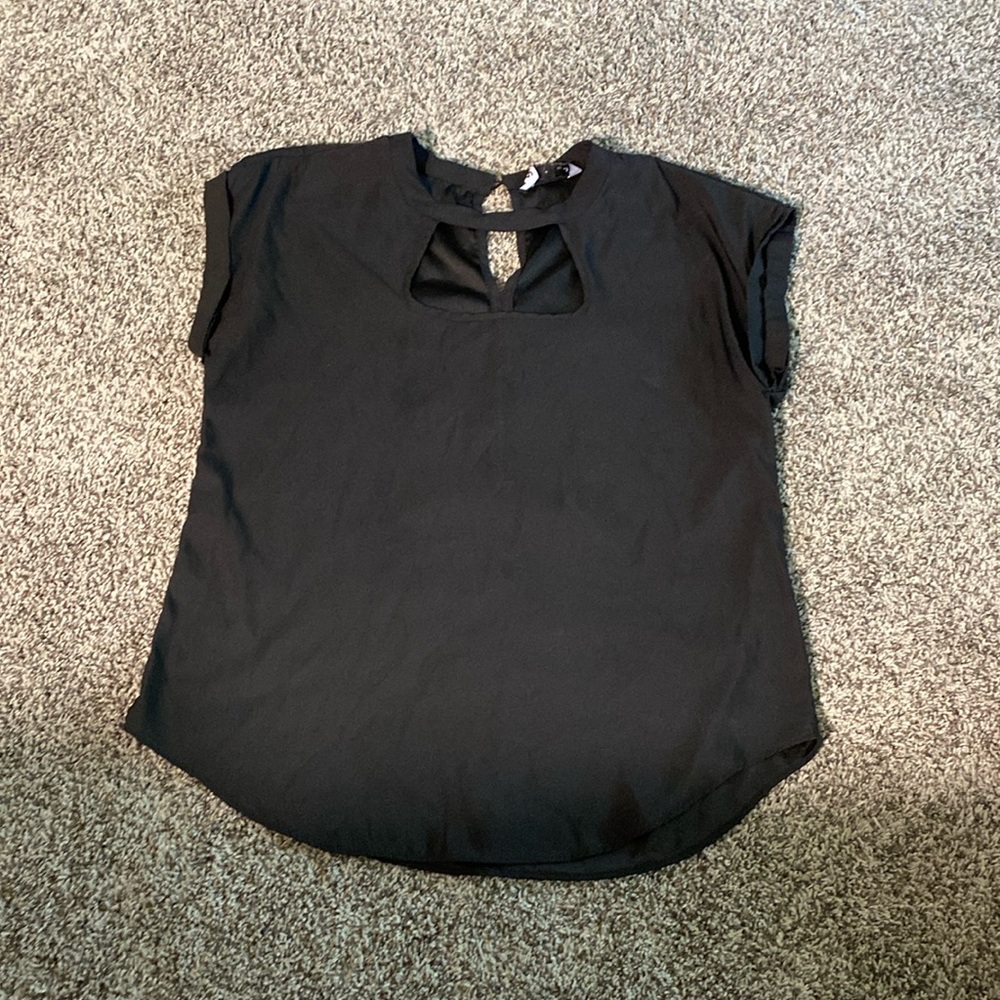 SO large black silk business top